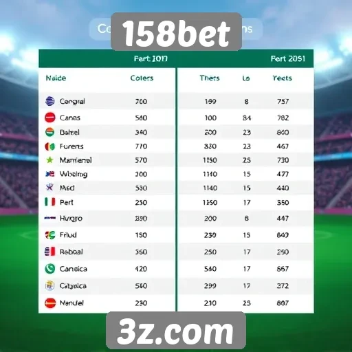 Comparativo das opções de apostas na 158bet